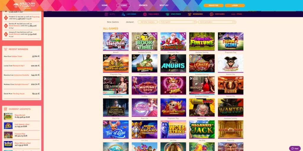 arlequin casino jeux en ligne